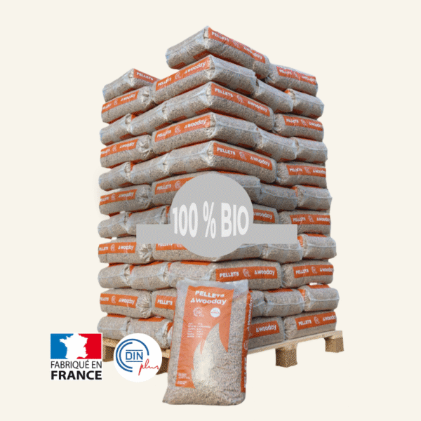 Granulés de bois Wooday – Palette de 65 sacs de 15kg